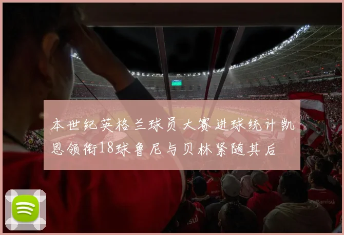 本世纪英格兰球员大赛进球统计凯恩领衔18球鲁尼与贝林紧随其后